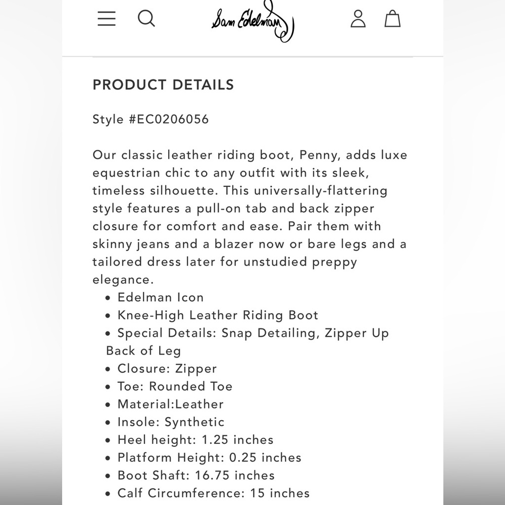 Sam Edelman Penny Whiskey Brown Leather Riding Boots … Gem